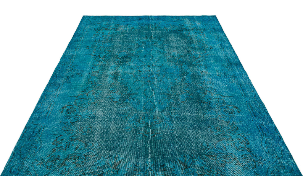 Turquoise  Over Dyed Vintage Rug 6'0'' x 9'5'' ft 183 x 286 cm