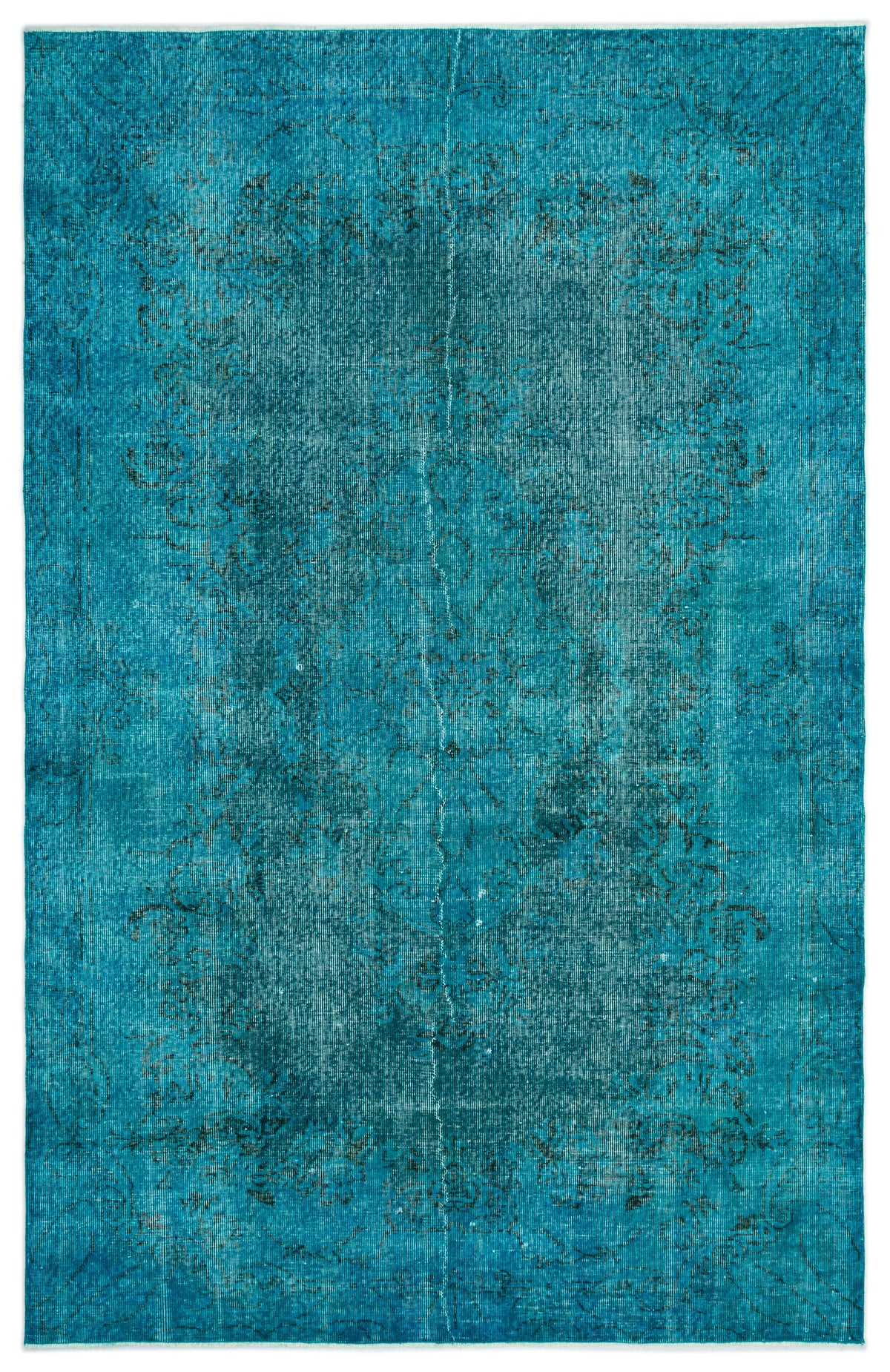 Turquoise  Over Dyed Vintage Rug 6&#39;0&#39;&#39; x 9&#39;5&#39;&#39; ft 183 x 286 cm