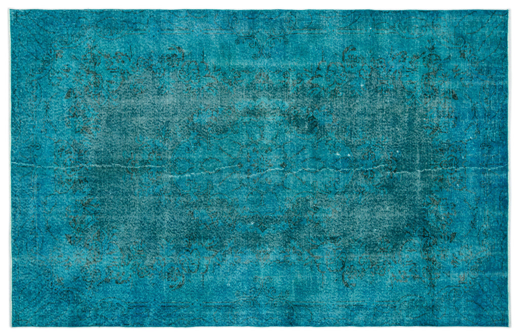 Turquoise  Over Dyed Vintage Rug 6'0'' x 9'5'' ft 183 x 286 cm