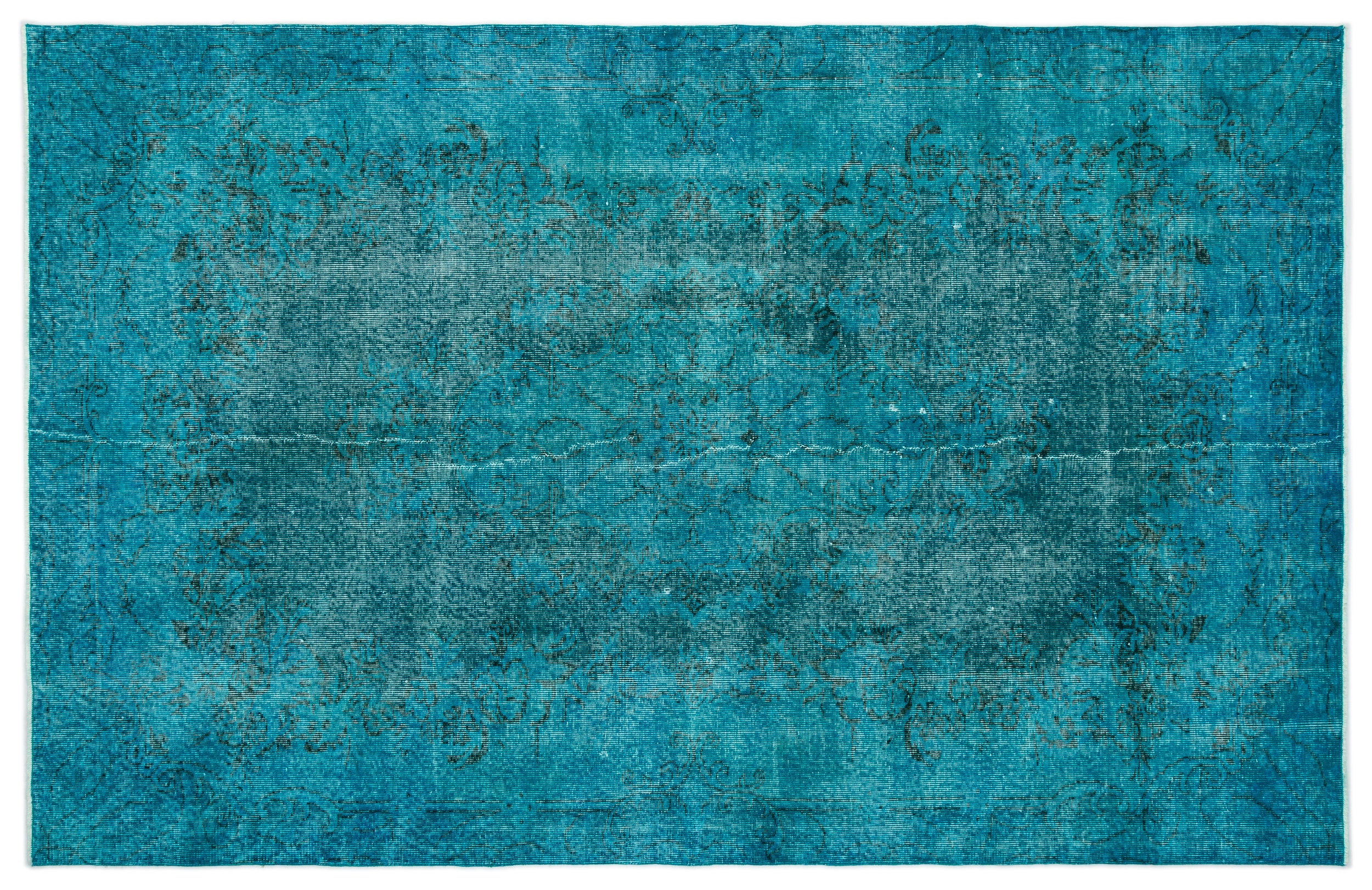 Turquoise  Over Dyed Vintage Rug 6'0'' x 9'5'' ft 183 x 286 cm