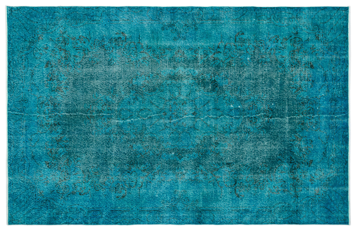 Turquoise  Over Dyed Vintage Rug 6&#39;0&#39;&#39; x 9&#39;5&#39;&#39; ft 183 x 286 cm