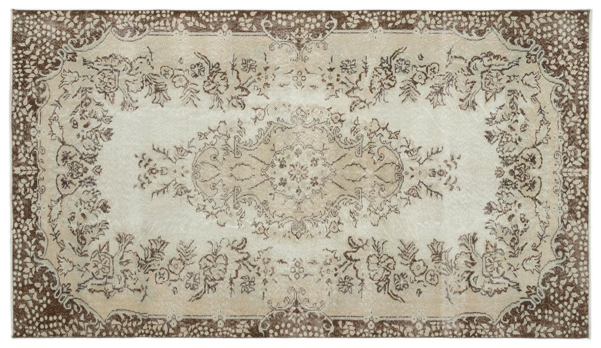 Beige Over Dyed Vintage Rug 5&#39;9&#39;&#39; x 9&#39;11&#39;&#39; ft 174 x 302 cm