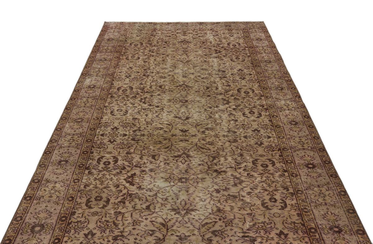 Brown Over Dyed Vintage Rug 5&#39;1&#39;&#39; x 8&#39;8&#39;&#39; ft 156 x 264 cm