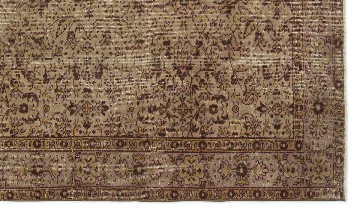 Brown Over Dyed Vintage Rug 5&#39;1&#39;&#39; x 8&#39;8&#39;&#39; ft 156 x 264 cm