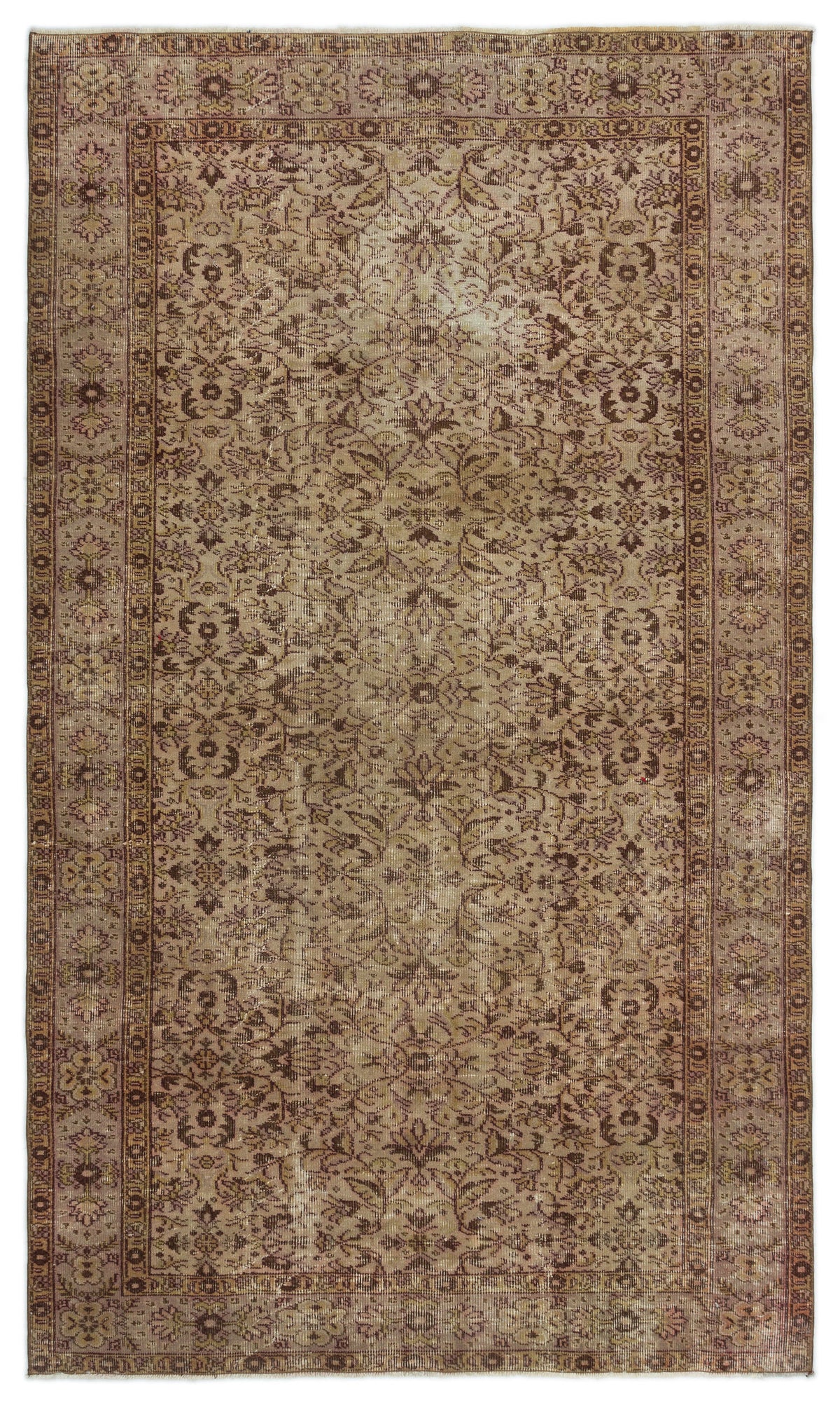 Brown Over Dyed Vintage Rug 5&#39;1&#39;&#39; x 8&#39;8&#39;&#39; ft 156 x 264 cm