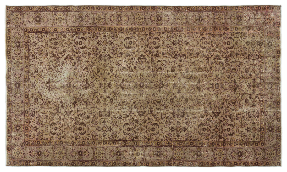 Brown Over Dyed Vintage Rug 5&#39;1&#39;&#39; x 8&#39;8&#39;&#39; ft 156 x 264 cm