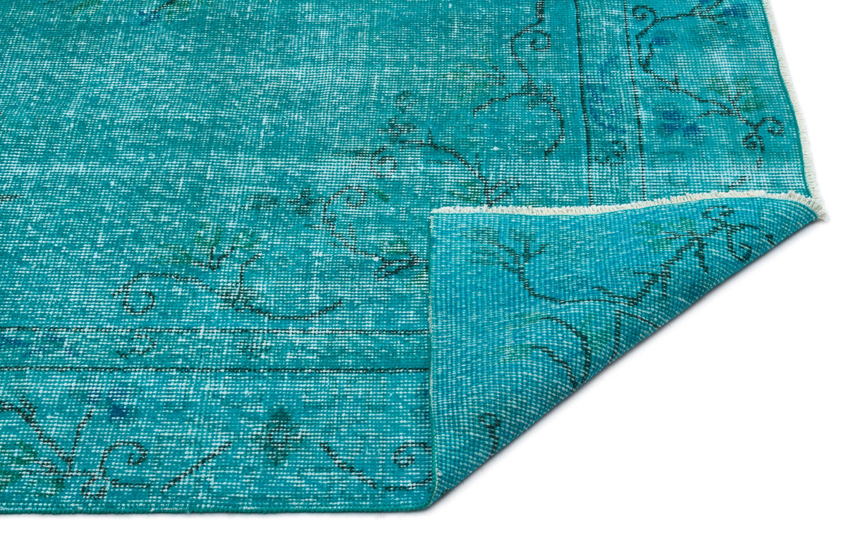 Turquoise  Over Dyed Vintage Rug 5&#39;9&#39;&#39; x 9&#39;1&#39;&#39; ft 174 x 276 cm