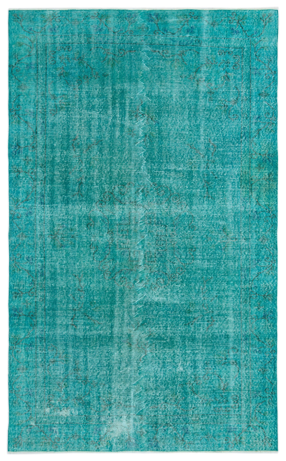 Turquoise  Over Dyed Vintage Rug 5&#39;9&#39;&#39; x 9&#39;1&#39;&#39; ft 174 x 276 cm
