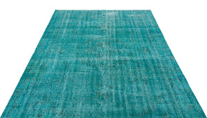 Turquoise  Over Dyed Vintage Rug 5'9'' x 9'1'' ft 174 x 276 cm