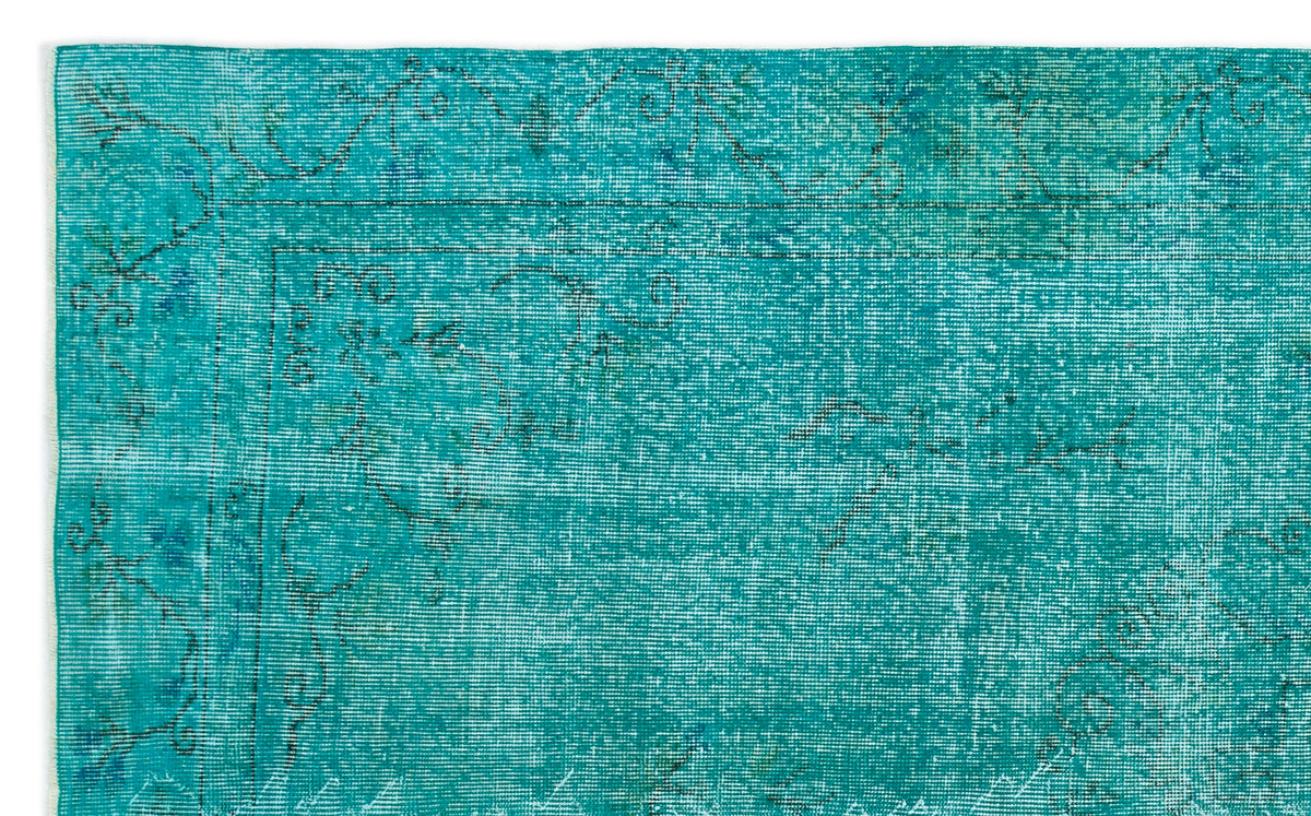 Turquoise  Over Dyed Vintage Rug 5&#39;9&#39;&#39; x 9&#39;1&#39;&#39; ft 174 x 276 cm