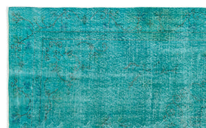 Turquoise  Over Dyed Vintage Rug 5'9'' x 9'1'' ft 174 x 276 cm