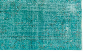 Turquoise  Over Dyed Vintage Rug 5'9'' x 9'1'' ft 174 x 276 cm