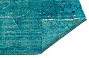 Turquoise  Over Dyed Vintage Rug 5'9'' x 8'9'' ft 174 x 267 cm