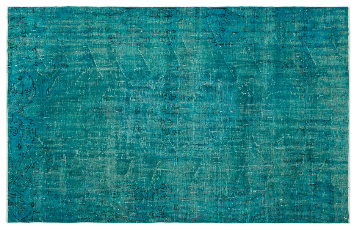 Turquoise  Over Dyed Vintage Rug 5&#39;9&#39;&#39; x 8&#39;9&#39;&#39; ft 174 x 267 cm