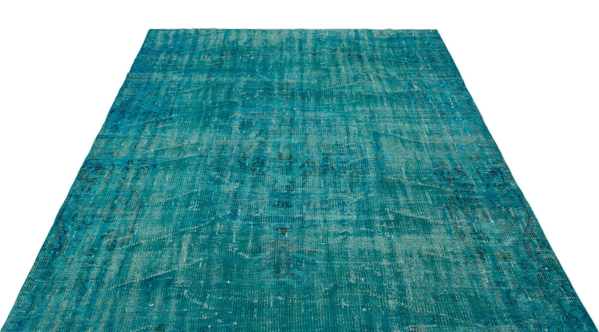Turquoise  Over Dyed Vintage Rug 5&#39;9&#39;&#39; x 8&#39;9&#39;&#39; ft 174 x 267 cm