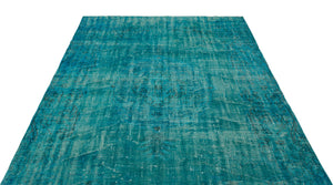 Turquoise  Over Dyed Vintage Rug 5'9'' x 8'9'' ft 174 x 267 cm