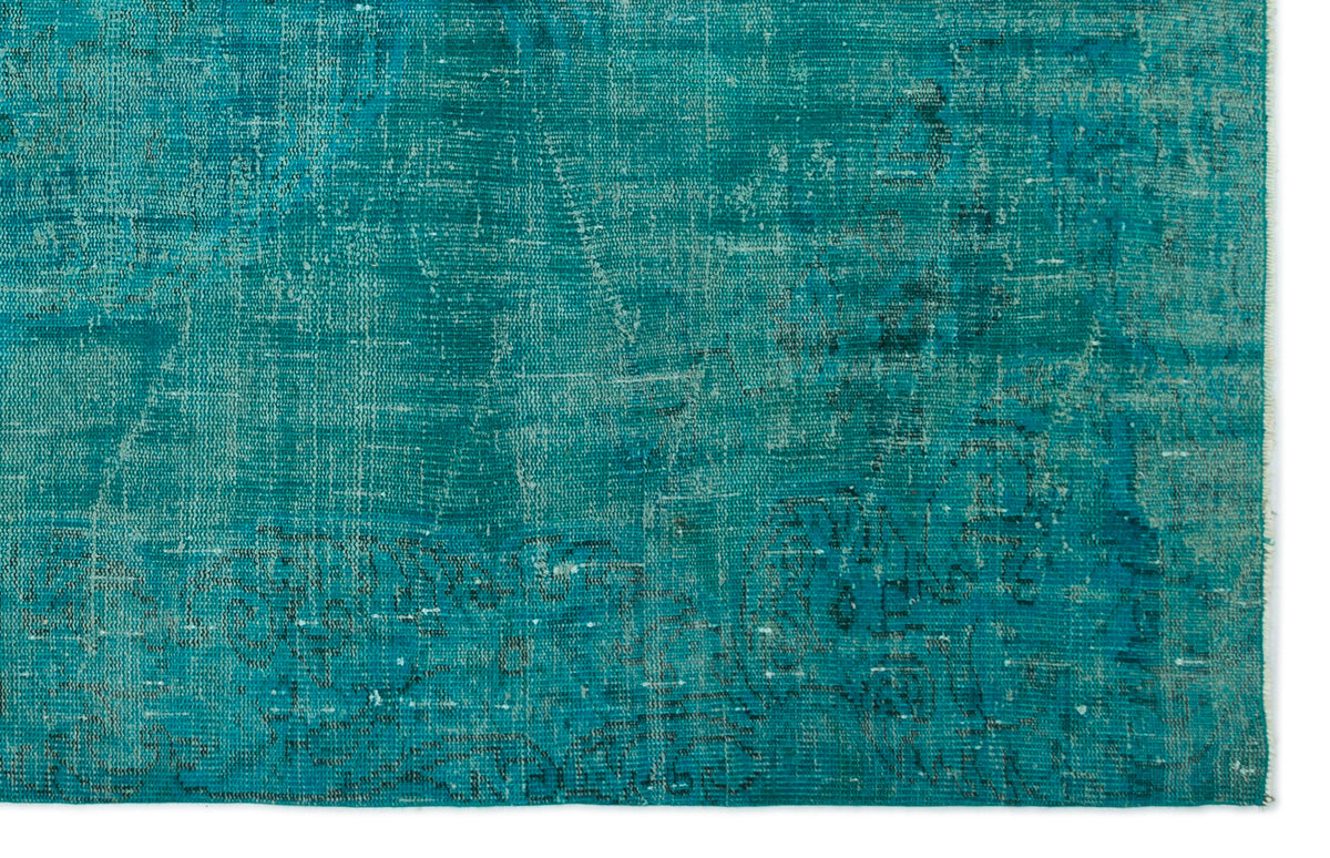Turquoise  Over Dyed Vintage Rug 5&#39;9&#39;&#39; x 8&#39;9&#39;&#39; ft 174 x 267 cm