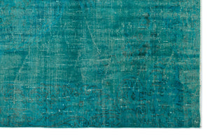 Turquoise  Over Dyed Vintage Rug 5'9'' x 8'9'' ft 174 x 267 cm