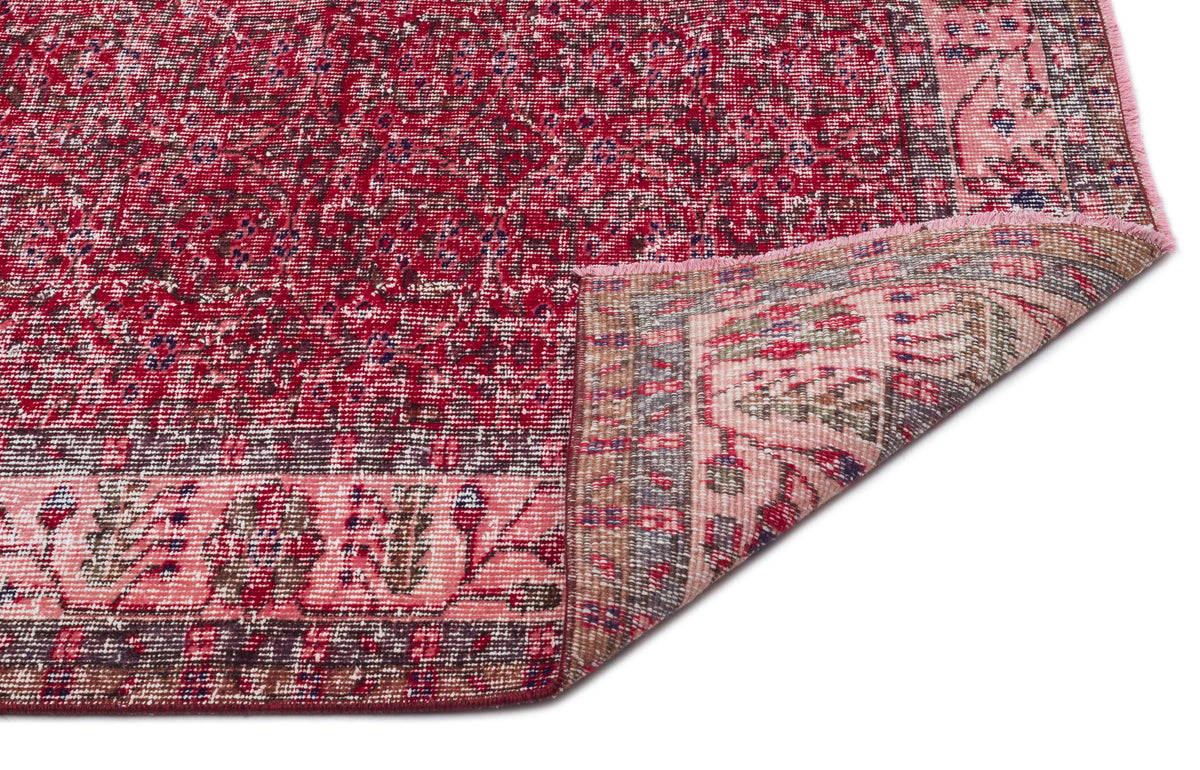 Red Over Dyed Vintage Rug 5&#39;7&#39;&#39; x 9&#39;11&#39;&#39; ft 170 x 303 cm