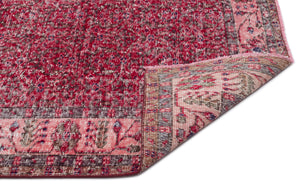 Red Over Dyed Vintage Rug 5'7'' x 9'11'' ft 170 x 303 cm