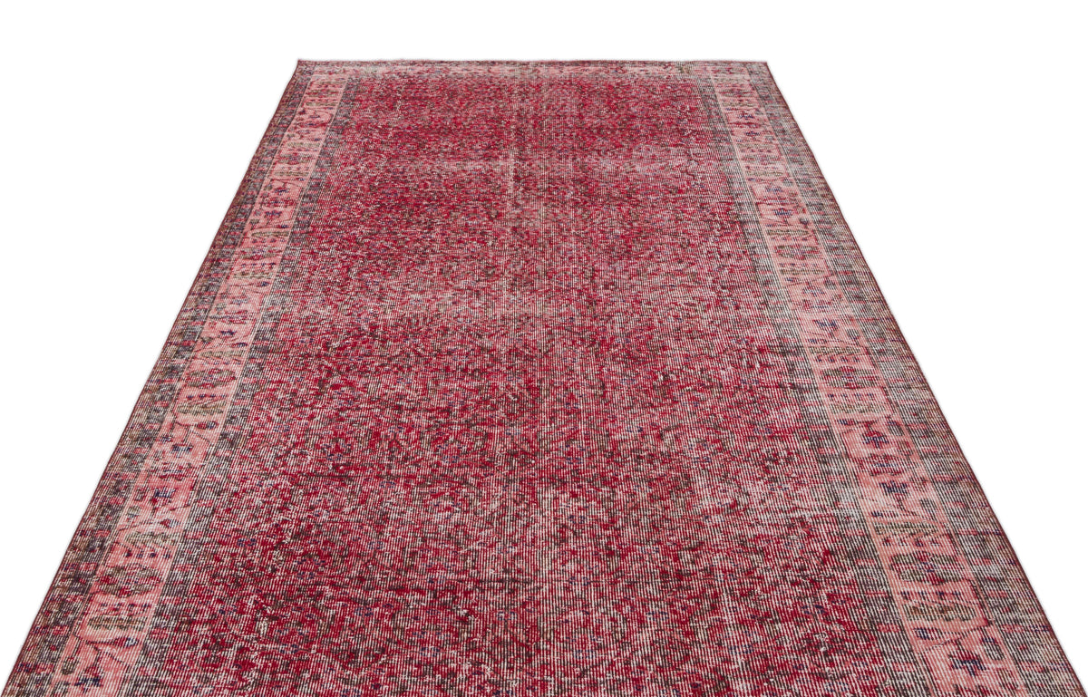 Red Over Dyed Vintage Rug 5&#39;7&#39;&#39; x 9&#39;11&#39;&#39; ft 170 x 303 cm