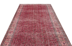 Red Over Dyed Vintage Rug 5'7'' x 9'11'' ft 170 x 303 cm