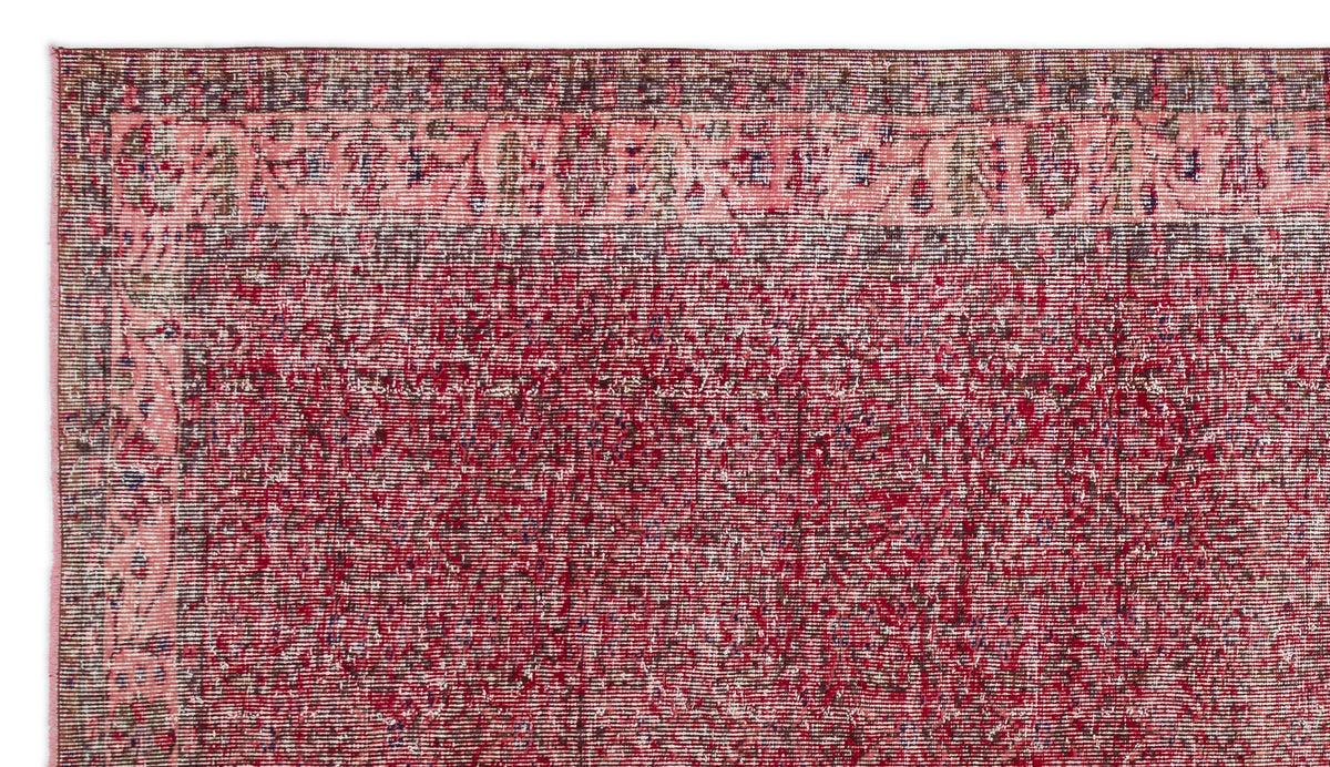 Red Over Dyed Vintage Rug 5&#39;7&#39;&#39; x 9&#39;11&#39;&#39; ft 170 x 303 cm
