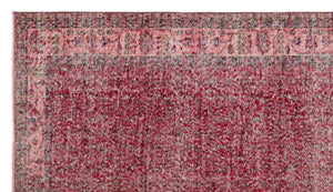 Red Over Dyed Vintage Rug 5'7'' x 9'11'' ft 170 x 303 cm