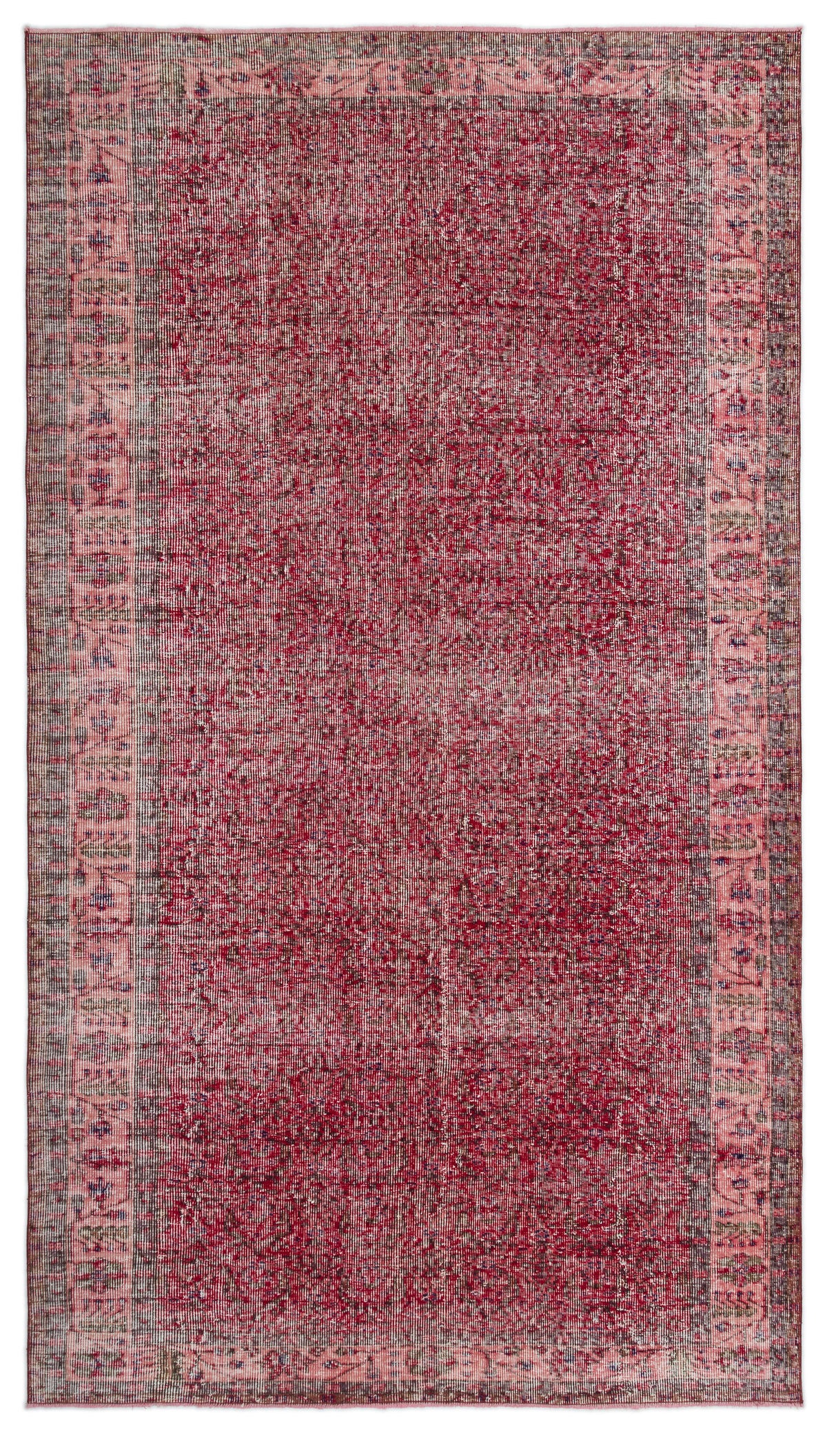 Red Over Dyed Vintage Rug 5&#39;7&#39;&#39; x 9&#39;11&#39;&#39; ft 170 x 303 cm