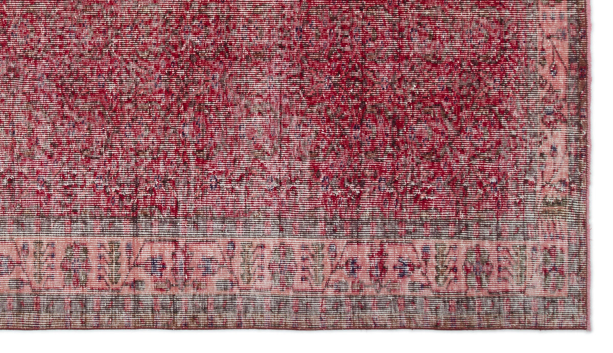 Red Over Dyed Vintage Rug 5&#39;7&#39;&#39; x 9&#39;11&#39;&#39; ft 170 x 303 cm