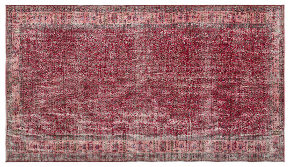 Red Over Dyed Vintage Rug 5&#39;7&#39;&#39; x 9&#39;11&#39;&#39; ft 170 x 303 cm