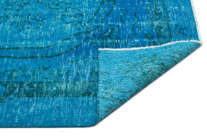 Turquoise  Over Dyed Vintage Rug 6'0'' x 9'11'' ft 184 x 302 cm