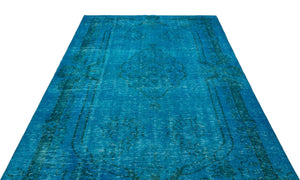 Turquoise  Over Dyed Vintage Rug 6'0'' x 9'11'' ft 184 x 302 cm