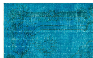 Turquoise  Over Dyed Vintage Rug 6'0'' x 9'11'' ft 184 x 302 cm