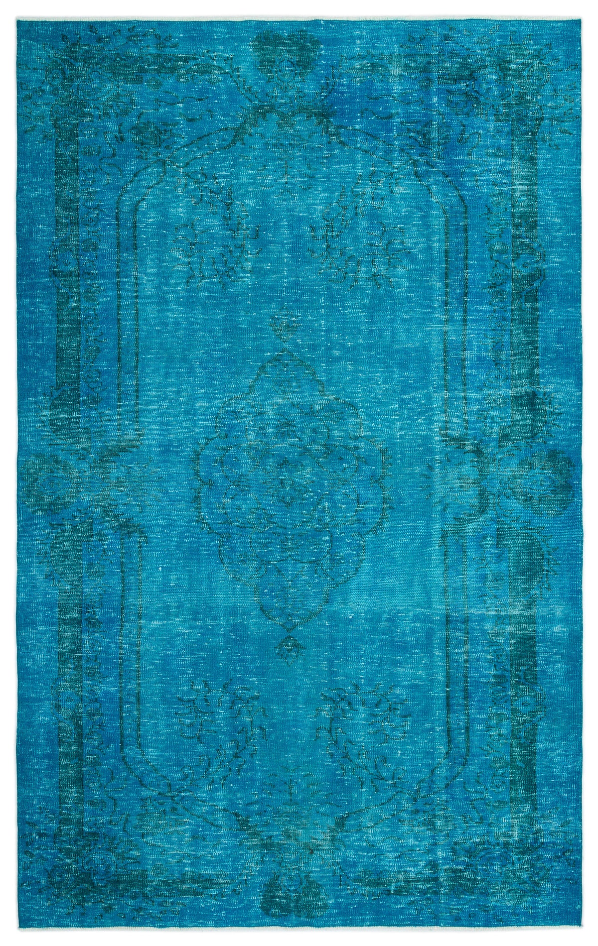 Turquoise  Over Dyed Vintage Rug 6&#39;0&#39;&#39; x 9&#39;11&#39;&#39; ft 184 x 302 cm