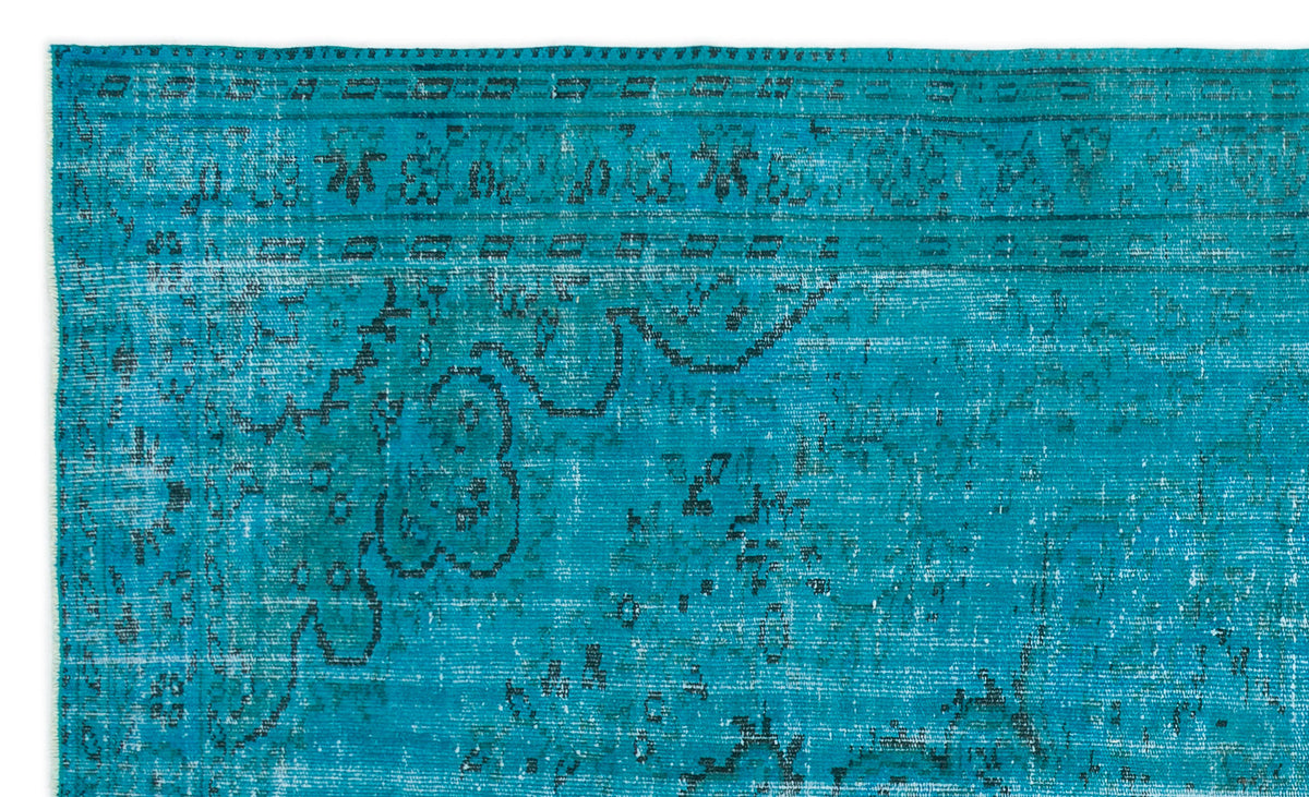Turquoise  Over Dyed Vintage Rug 5&#39;1&#39;&#39; x 8&#39;4&#39;&#39; ft 156 x 255 cm