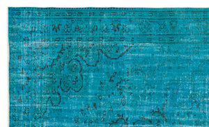 Turquoise  Over Dyed Vintage Rug 5'1'' x 8'4'' ft 156 x 255 cm