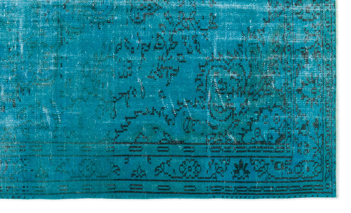 Turquoise  Over Dyed Vintage Rug 5&#39;1&#39;&#39; x 8&#39;4&#39;&#39; ft 156 x 255 cm