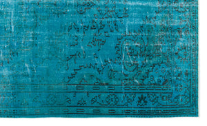 Turquoise  Over Dyed Vintage Rug 5'1'' x 8'4'' ft 156 x 255 cm