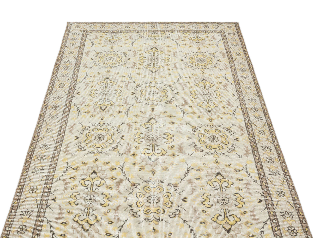 Beige Over Dyed Vintage Rug 3&#39;10&#39;&#39; x 6&#39;12&#39;&#39; ft 118 x 213 cm