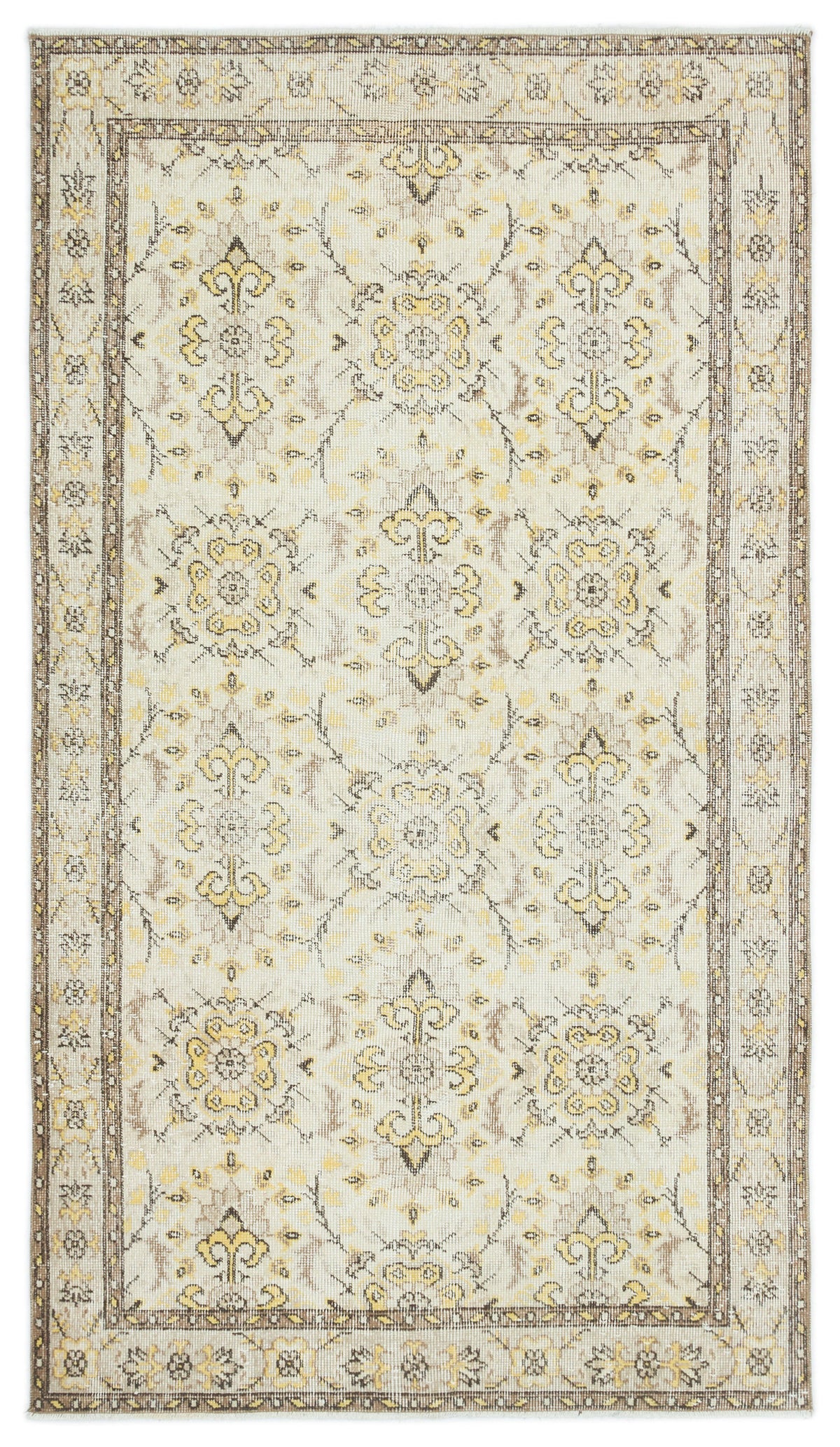 Beige Over Dyed Vintage Rug 3&#39;10&#39;&#39; x 6&#39;12&#39;&#39; ft 118 x 213 cm