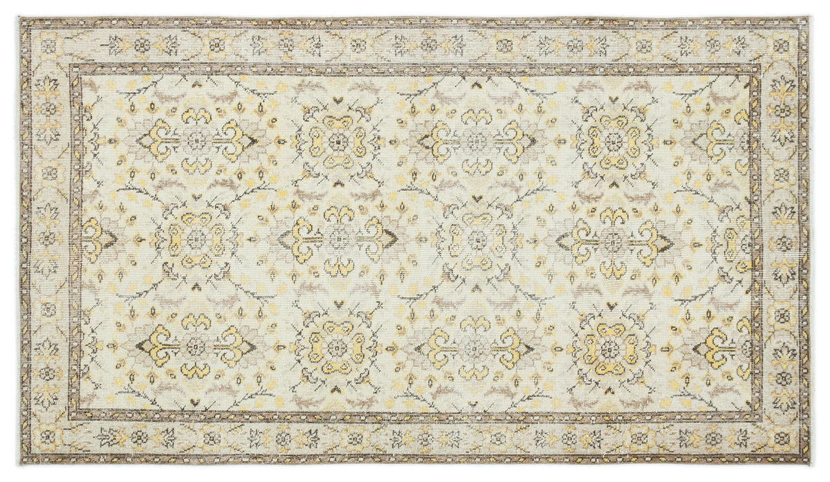 Beige Over Dyed Vintage Rug 3&#39;10&#39;&#39; x 6&#39;12&#39;&#39; ft 118 x 213 cm