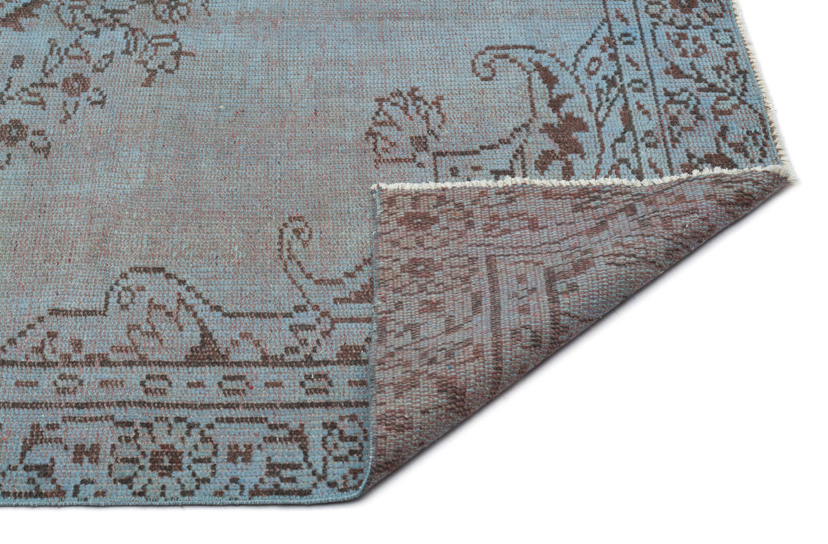 Blue Over Dyed Vintage Rug 5&#39;2&#39;&#39; x 8&#39;8&#39;&#39; ft 158 x 264 cm