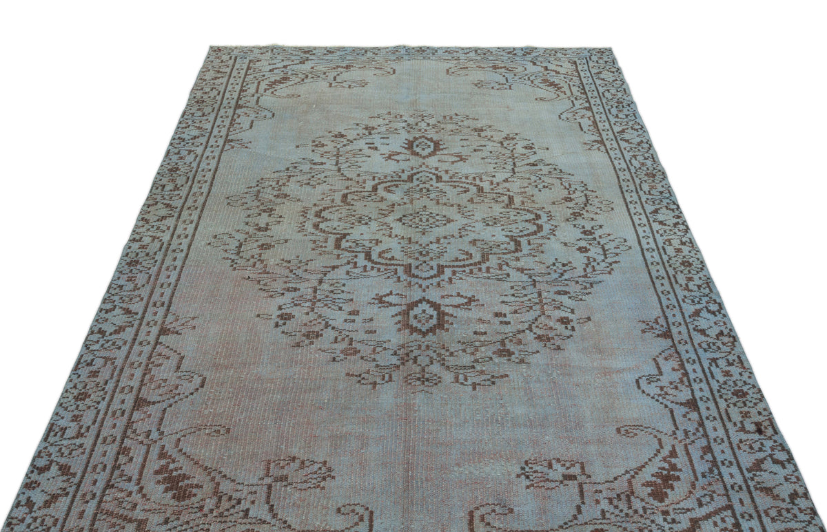 Blue Over Dyed Vintage Rug 5&#39;2&#39;&#39; x 8&#39;8&#39;&#39; ft 158 x 264 cm