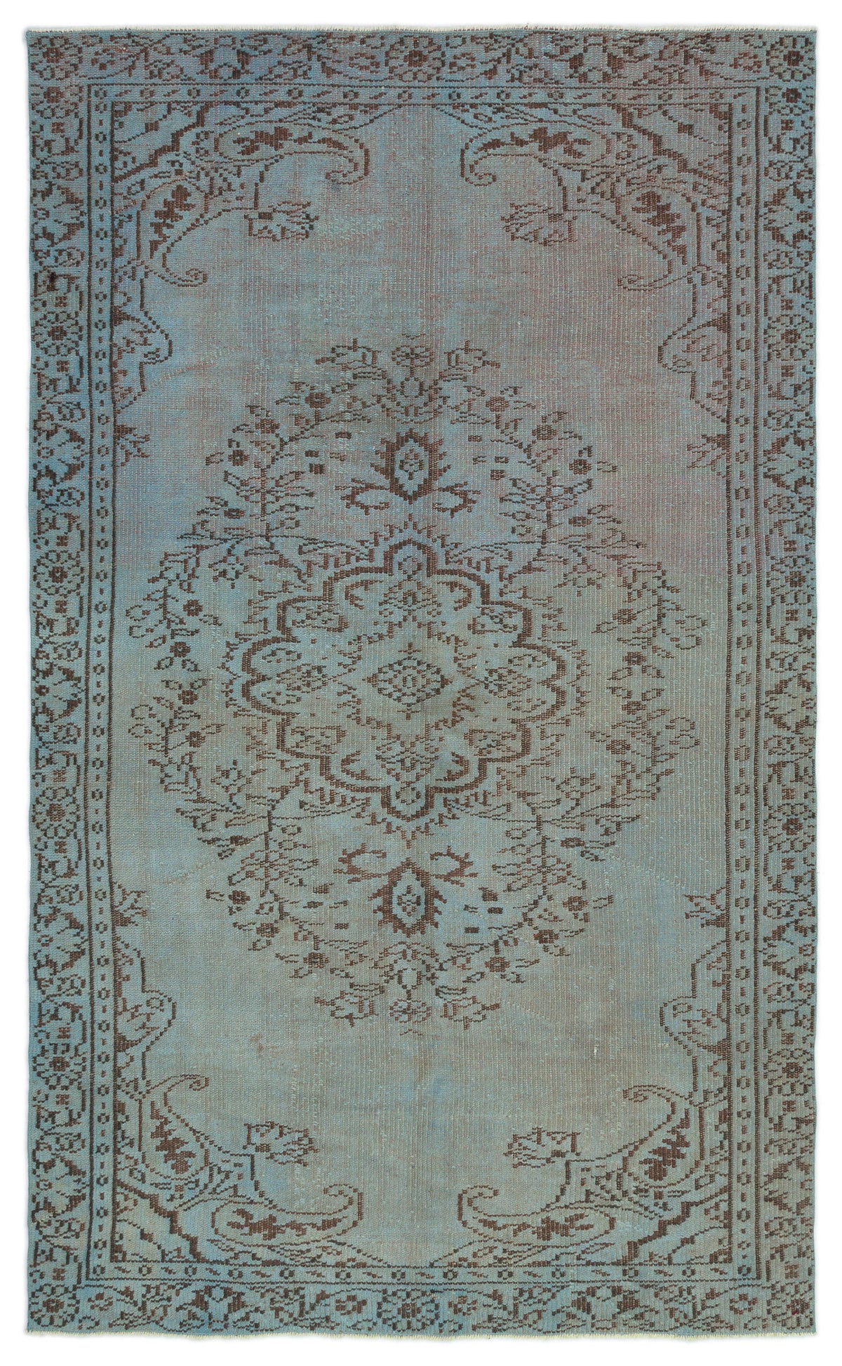 Blue Over Dyed Vintage Rug 5&#39;2&#39;&#39; x 8&#39;8&#39;&#39; ft 158 x 264 cm