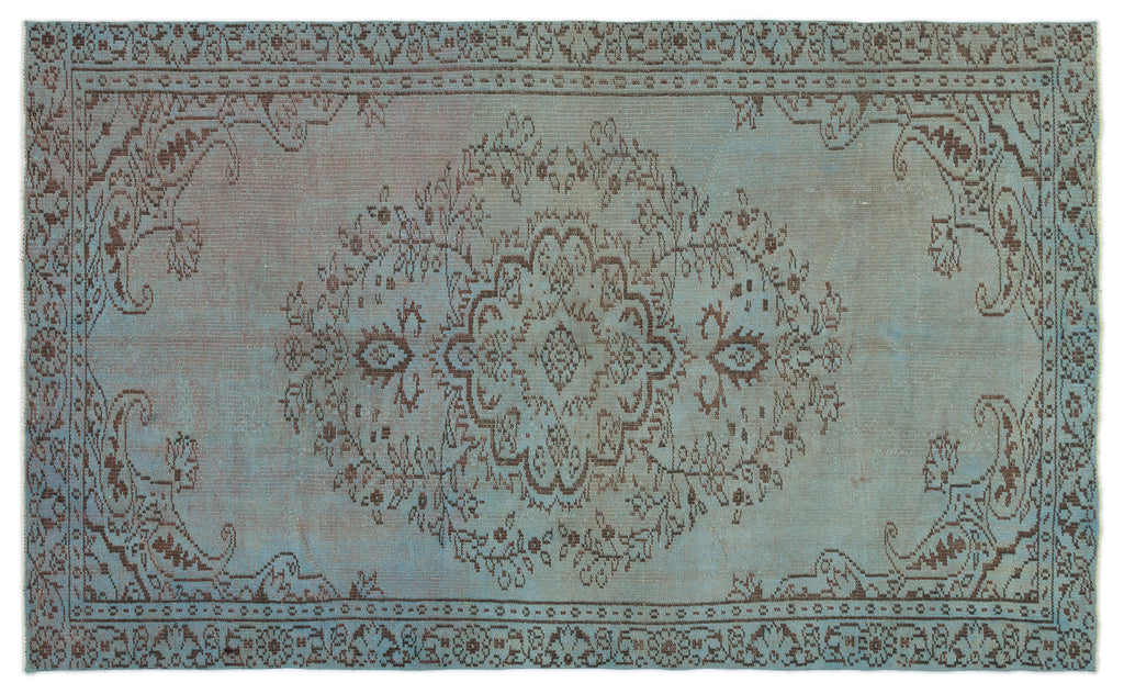 Blue Over Dyed Vintage Rug 5'2'' x 8'8'' ft 158 x 264 cm