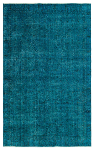 Turquoise  Over Dyed Vintage Rug 6'3'' x 9'9'' ft 190 x 296 cm