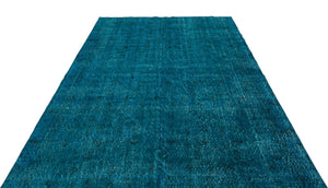Turquoise  Over Dyed Vintage Rug 6'3'' x 9'9'' ft 190 x 296 cm