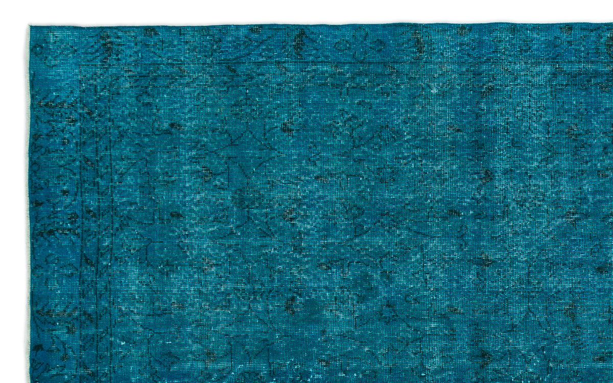 Turquoise  Over Dyed Vintage Rug 6&#39;3&#39;&#39; x 9&#39;9&#39;&#39; ft 190 x 296 cm