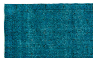 Turquoise  Over Dyed Vintage Rug 6'3'' x 9'9'' ft 190 x 296 cm